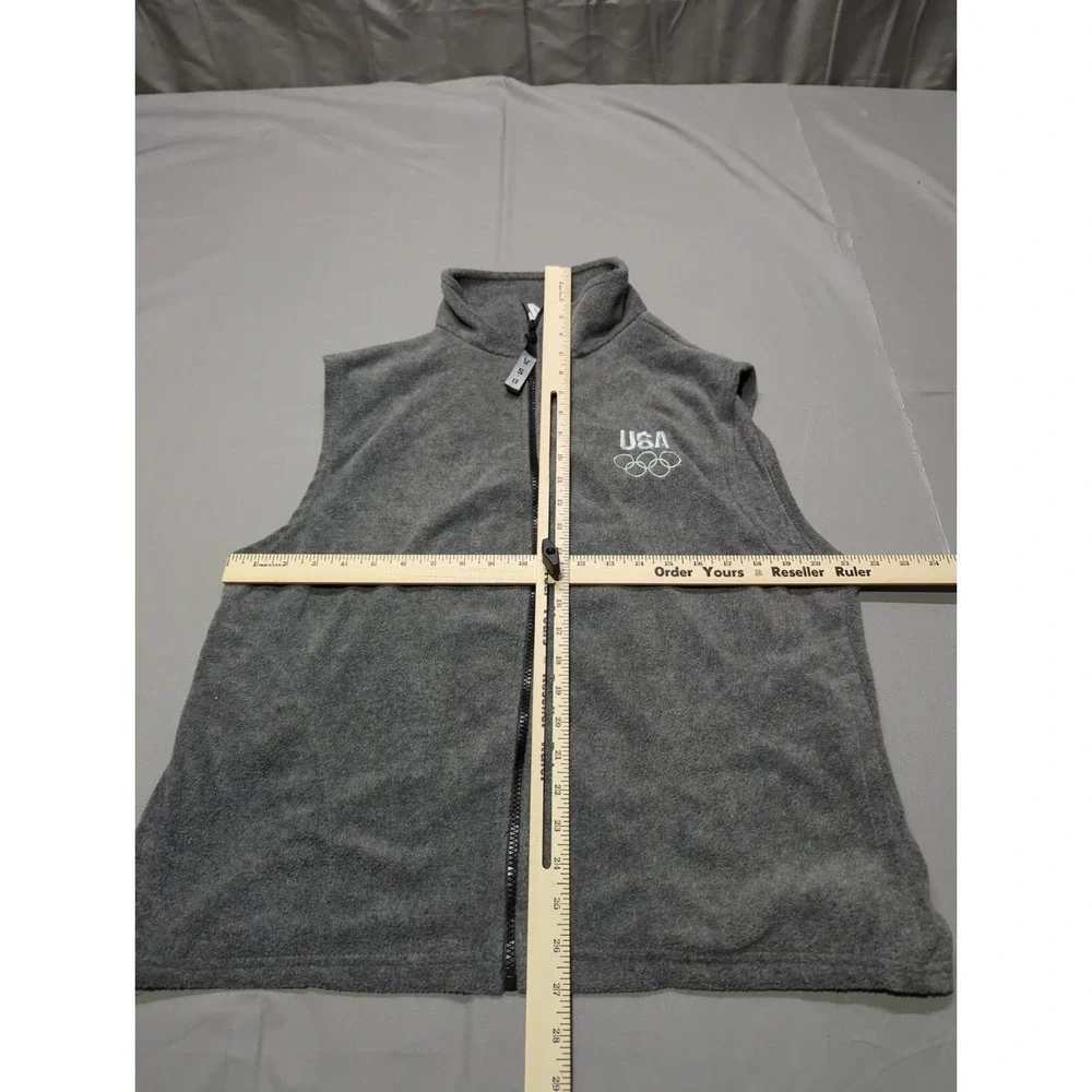 Vintage‎ USA Olympic Committee Fleece Vest Mens XL Gray Full Zip Made in USA